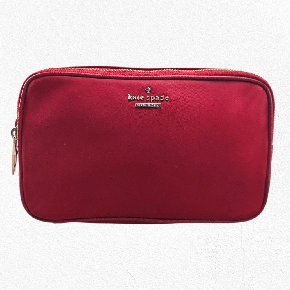 Kate Spade Red Nylon Crossbody Bag Stripe Lining Adjustable Strap Shoulder Purse